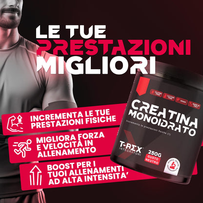 T-Rex Integratori Creatina Micronizzata Monoidrata 100 compresse da 1300mg - Integratore alimentare per massa muscolare e boost energetico pre workout