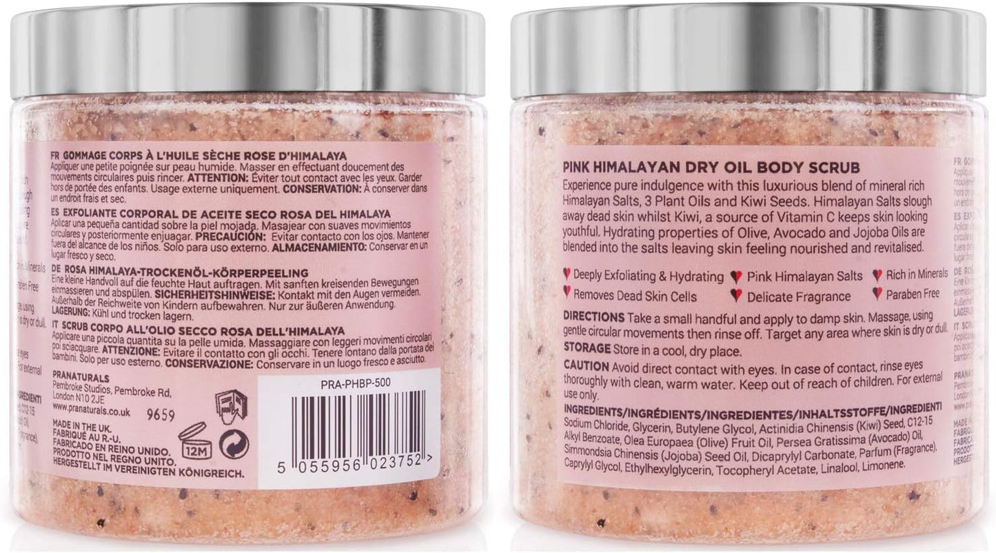 Scrub corpo al Sale dell’Himalaya PraNaturals 500 g, Ricco di minerali naturali e vitamine nutrienti, Elimina le cellule morte e ringiovanisce la pelle, Ideale per tutti i tipi di pelle