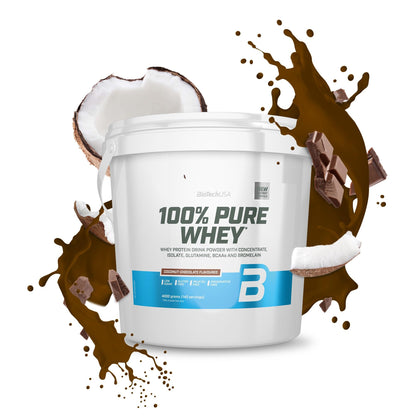 BioTechUSA 100% Pure Whey Complesso proteico del siero di latte con bromelina, aminoacidi, senza zuccheri aggiunti, senza olio di palma e con edulcorante, 1 kg, Cioccolato