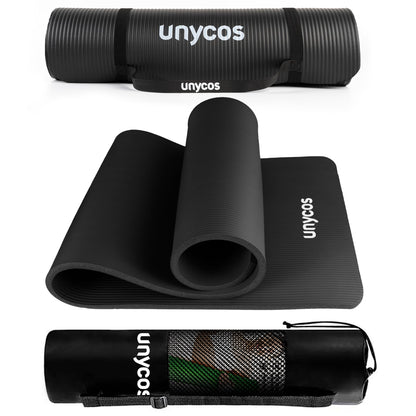 unycos - Tappetino Antiscivolo da Yoga, Pilates e Ginnastica Extra Spesso 10/15 mm, 183x60 cm, Materassino Fitness con Schiuma NBR Confortevole, Tracolla, Borsa ed E-Book di 50 Esercizi