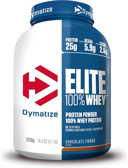 Dymatize Elite 100% Whey Rich Chocolate 2170g - Polvere ad alto contenuto di proteine e basso zuccheri del siero latte BCAA