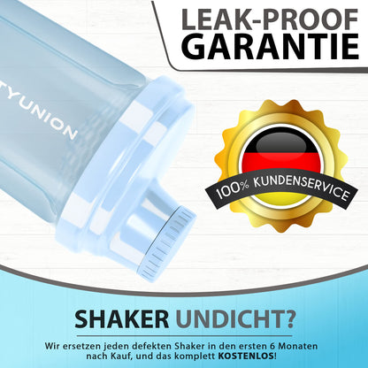 AMITYUNION Shaker per proteine 300 ml Heaven a prova di perdite, senza BPA con setaccio cliccabile e scala per frullati cremosi di siero di latte, shaker per proteine, originale in Fumo nero