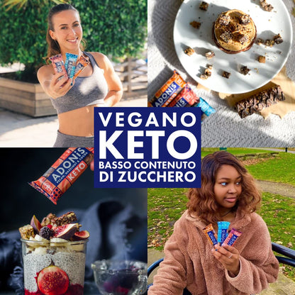 Confezione Mista di Barrette Keto Adonis | 16 Barrette| Vegano & 100% Naturale | Senza Glutine, Senza Zuccheri, Senza Olio di Palma, Senza Lattosio | Snack Dieta Chetogenica