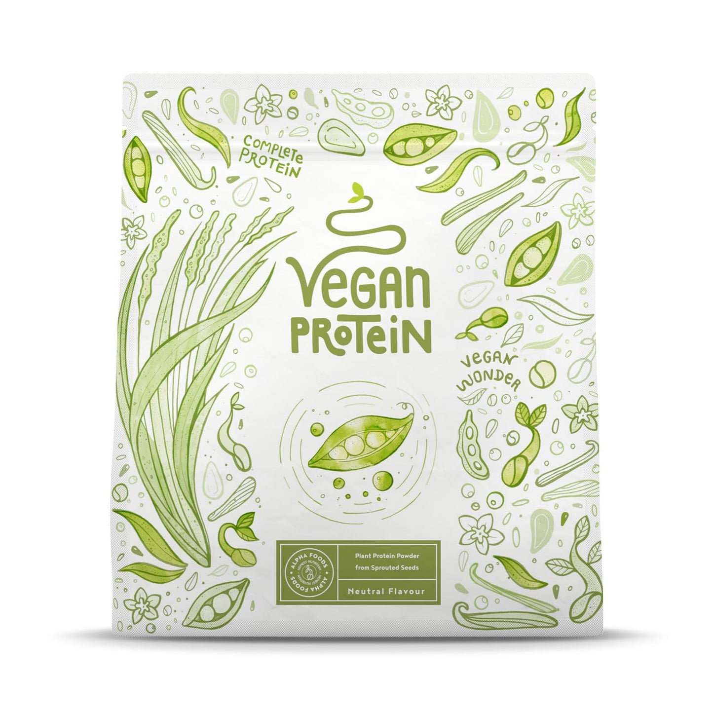 Proteine in Polvere Vegane | Gusto Cioccolato | 21g Proteine | Proteine Vegetali Isolate in Polvere di Pisello, Riso, Girasole e Soia | Massa Muscolare | 1.2kg Vegan Protein Powder | Alpha Foods