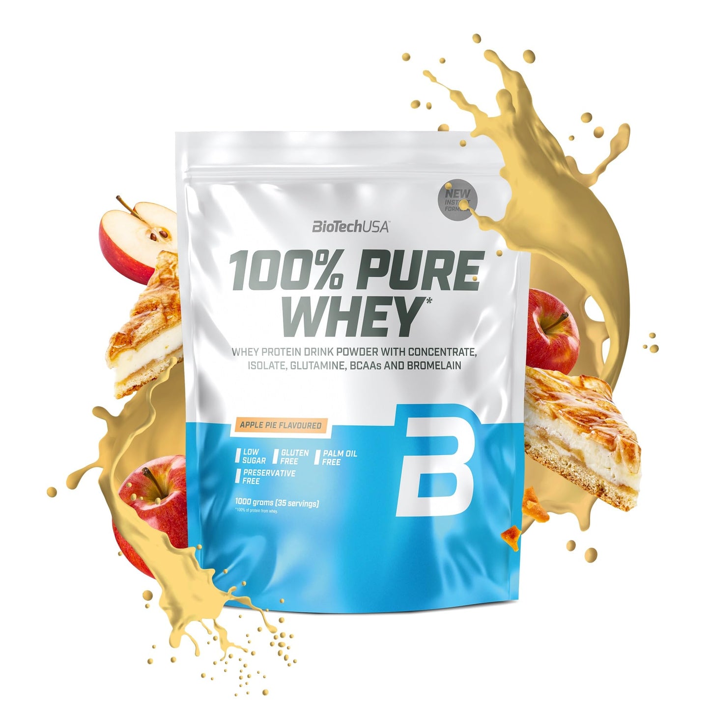 BioTechUSA 100% Pure Whey Complesso proteico del siero di latte con bromelina, aminoacidi, senza zuccheri aggiunti, senza olio di palma e con edulcorante, 1 kg, Cioccolato