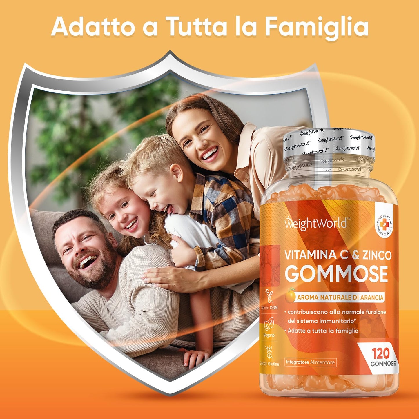 Vitamina C Masticabile con Zinco, 120 Vitamine Caramelle Gommose (2 Mesi), Zinco Integratore e Vitamina C come Acido Ascorbico, Orsetti Gommosi con Vitamina C Bambini e Adulti al Gusto Arancia Vegan