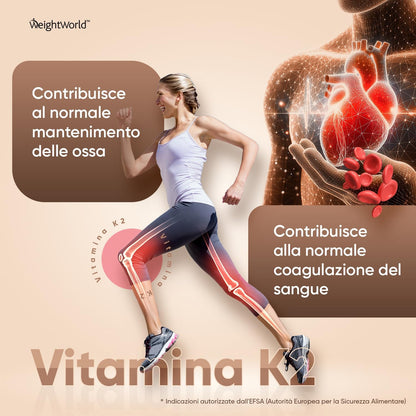 Vitamina K2 MK7 200µg ad Alto Dosaggio, Vegano, 100% All-Trans MK-7, 365 Microcompresse, 1 al Giorno, 1 Anno, Vitamina K Senza Magnesio Stearato, Ossa Normali e Coagulazione, K2 Vitamina, Menachinone