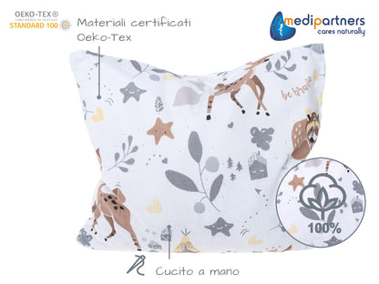 Medi Partners Cuscino termico con noccioli di ciliegia grande 500g rettangolare 20x25cm 100% cotone per terapia del freddo e del calore