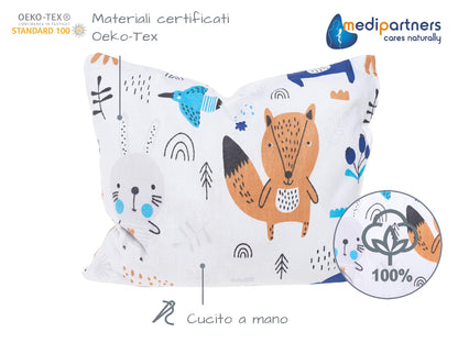 Medi Partners Cuscino termico con noccioli di ciliegia grande 500g rettangolare 20x25cm 100% cotone per terapia del freddo e del calore