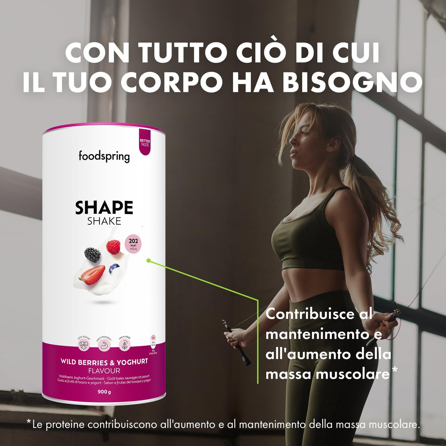 foodspring Shape Shake Bustine Monoporzione, 10 x 60 g, Sostituto pasto per il controllo del peso*, Ricco di proteine, Vitamine e minerali