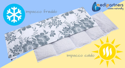 Medi Partners Cuscino Termico noccioli ciliegio 60x20cm 800g 100% Cotone 5 Camere Grande Terapia del freddo Federa sfoderabile (Stelle)