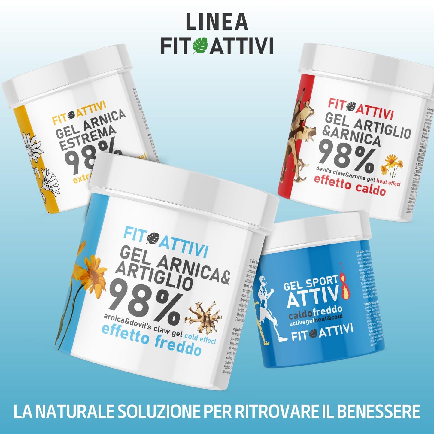 Arnica Gel Forte 550 ml, Arnica per Cavalli Uso Umano Effetto Freddo 98% con Artiglio del Diavolo Vitamina E Canfora per Massaggi Locali 100% BIO e Made in Italy - FITOATTIVI