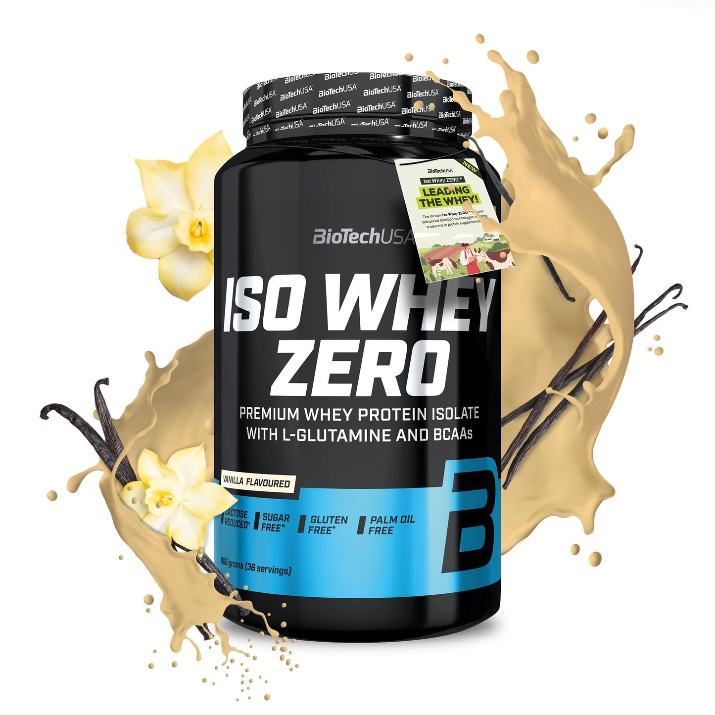 BioTechUSA Iso Whey Zero | Premium Whey Protein Isolate | Grass-Fed | Enzyme-Free | Sugar- and Gluten-free, 908 g, Cioccolato