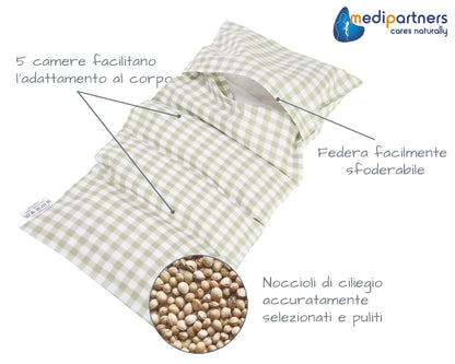 Medi Partners Cuscino Termico noccioli ciliegio 60x20cm 800g 100% Cotone 5 Camere Grande Terapia del freddo Federa sfoderabile (Stelle)