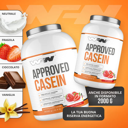 WFN Approved Casein - Neutro - 1 kg - Proteine della caseina con lattasi - Proteina in polvere cremosa - Molto solubile - Prodotto in Germania - Testato in laboratorio esterno