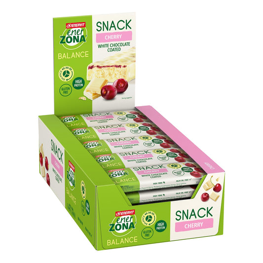 Enervit, Enerzona Protein Snack 40-30-30 Gusto Cherry, 30 Barrette Proteiche da 33gr Dieta a Zona con Proteine del Latte e Fibre, Senza Olio di Palma