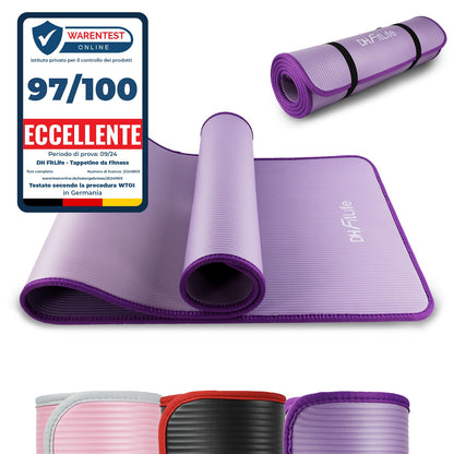 DH FitLife Tappetino da allenamento per fitness, tappetino sportivo, 183 x 61 x 1 cm, extra resistente agli strappi, tappetino da yoga antiscivolo e spesso, tappetino da allenamento