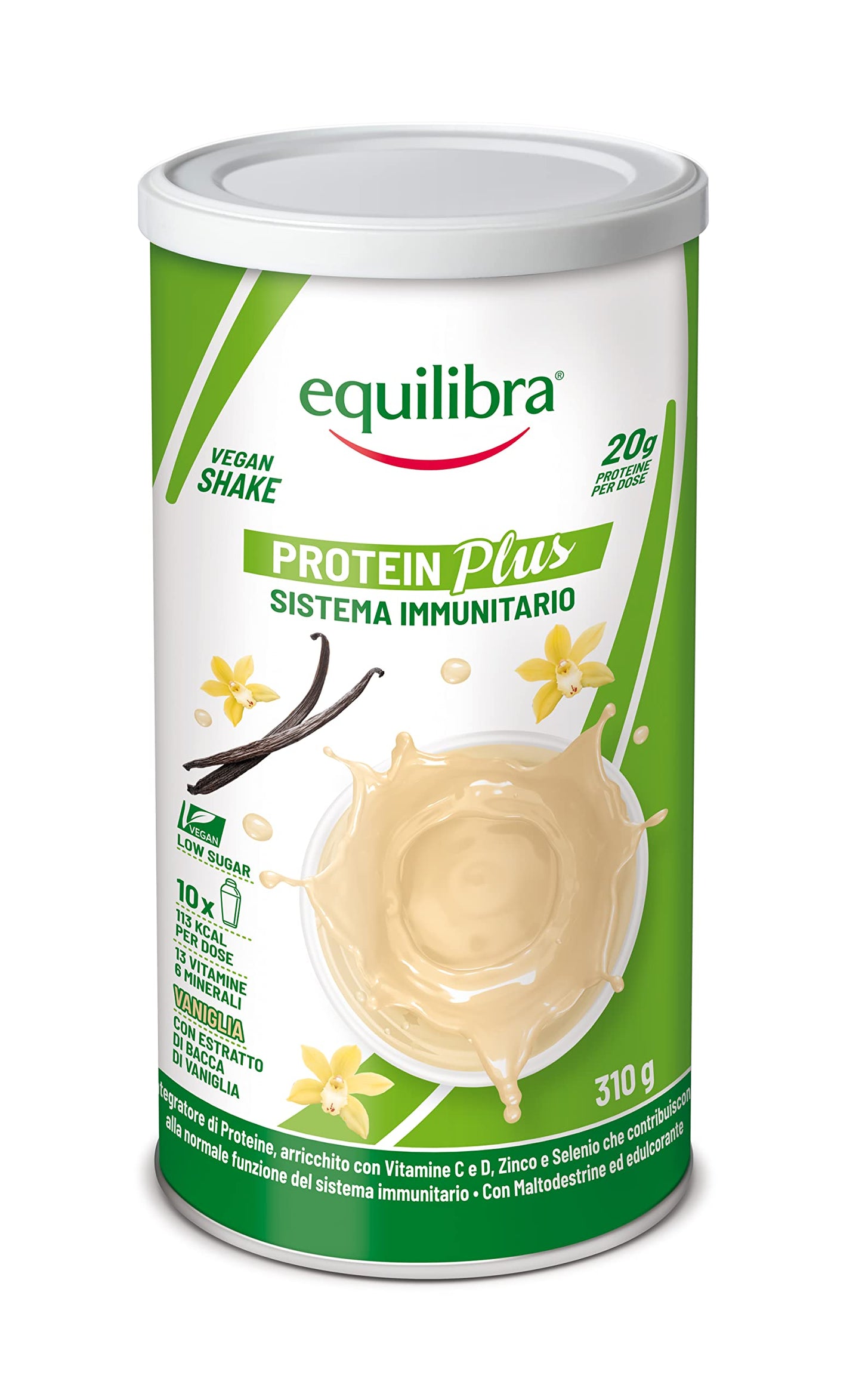 equilibra Integratori Alimentari, Protein Plus Cioccolato, Whey Shake Energia Fisica e Mentale, 13 Vitamine e 7 Minerali, Low sugar, High protein, Maltodestrine, Proteine in Polvere da 310 g, 10 Dosi