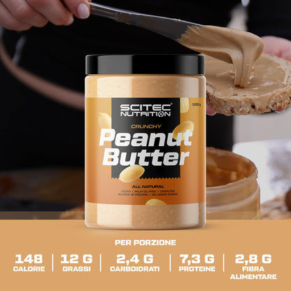 Scitec Nutrition Peanut Butter - Senza olio di palma - Vegano - A basso contenuto di sale - Fonte di proteine - A basso contenuto di zuccheri - Potenziamento energetico naturale, 1 kg, Crunchy