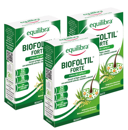 equilibra Integratori Alimentari, Biofoltil Forte, Integratore per il Benessere di Capelli e Unghie, a Base di Zinco, Selenio e Rame, con Ortica, Miglio e Bambù, 32 Capsule