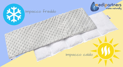 Medi Partners Cuscino Termico noccioli ciliegio 60x20cm 800g 100% Cotone 5 Camere Grande Terapia del freddo Federa sfoderabile (Stelle)