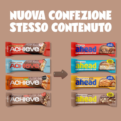 AHEAD Keto Bar Pacchetto Degustazione – 12 x Barrette chetogeniche senza zucchero – fino a 1,7 g di zucchero* e 5g di carboidrati netti per barretta - Dolci senza zucchero Achieve