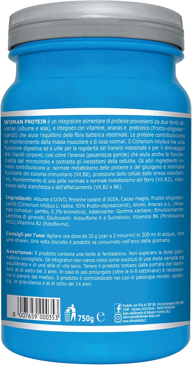 Ultimate Italia - Woman Protein proteine specifiche per donne - 750g - cacao - proteine di soia e albume d'uovo