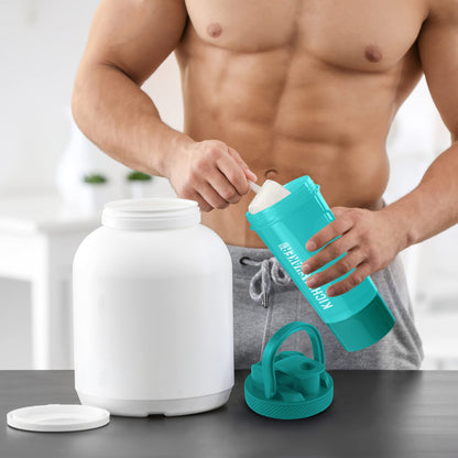 KICHLY 2 Pacco Bottiglia Shaker per Proteine Classico con Shaker Ball (700 ml) e Contenitore per Conservare Gli Integratori – Perfetto Compagno di Palestra (Nero)