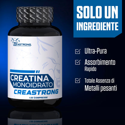 Creatina Monoidrata 100% PURA Creastrong® - Marchio Registrato di Vitastrong, Creatina in Polvere, Creatina Monoidrata Polvere - Creatina Monoidrato, Creatina Polvere ad Alto Dosaggio, Made in Italy