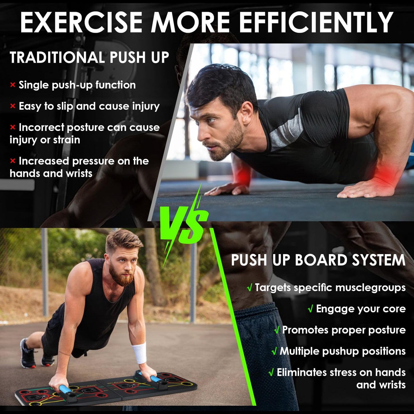 Unipampa Tavola per Flessioni Multifunzione, Push Up Board Staccabile Portatile, Tavola Push-up con Maniglia Push Up, 2 Corde di Trazione