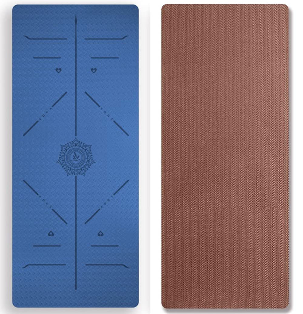 FP-TECH Tappetino da Yoga Imbottito Antiscivolo Fitness Pilates Ginnastica in TPE Mat con Sacca 183 X 68 X 0.8 CM