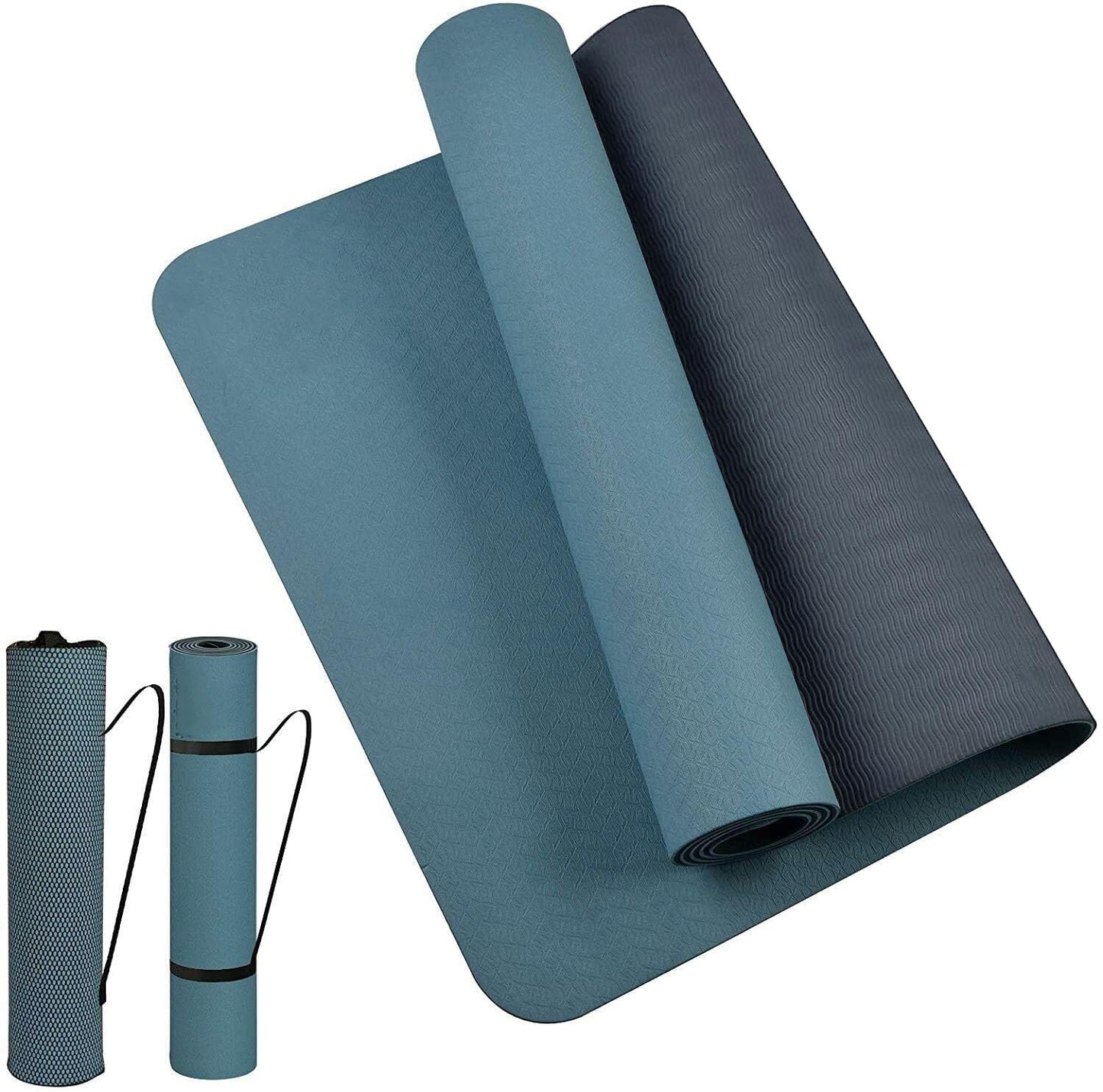 Tappetino Yoga in TPE Ecologico, m MU, Tappeto Allenamento Antiscivolo Doppia Faccia ad Alta Densita Materassino, Impermeabile Dimensione di 183 x 61 x 0.6 cm con Custodia