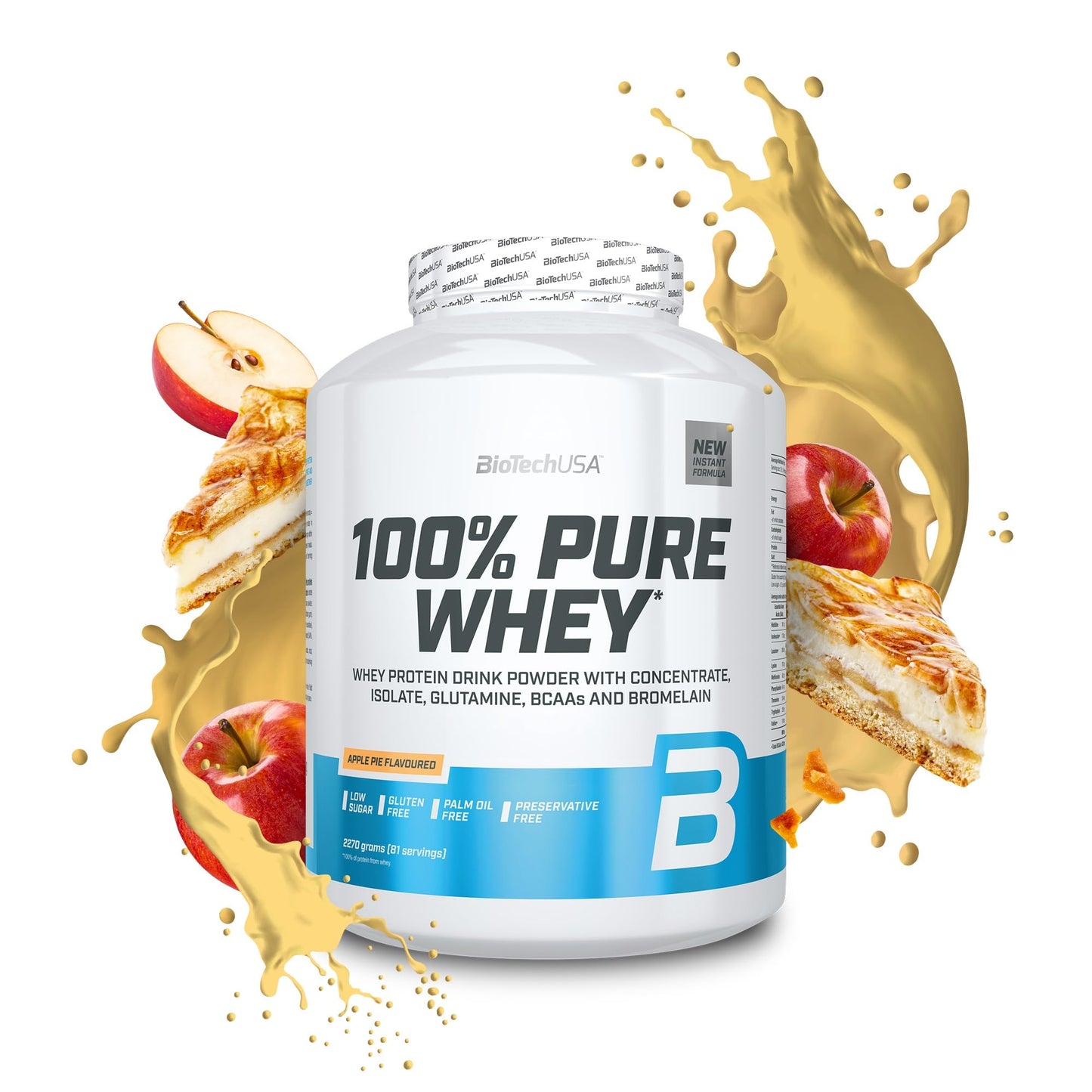 BioTechUSA 100% Pure Whey Complesso proteico del siero di latte con bromelina, aminoacidi, senza zuccheri aggiunti, senza olio di palma e con edulcorante, 1 kg, Cioccolato