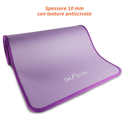 DH FitLife Tappetino da allenamento per fitness, tappetino sportivo, 183 x 61 x 1 cm, extra resistente agli strappi, tappetino da yoga antiscivolo e spesso, tappetino da allenamento