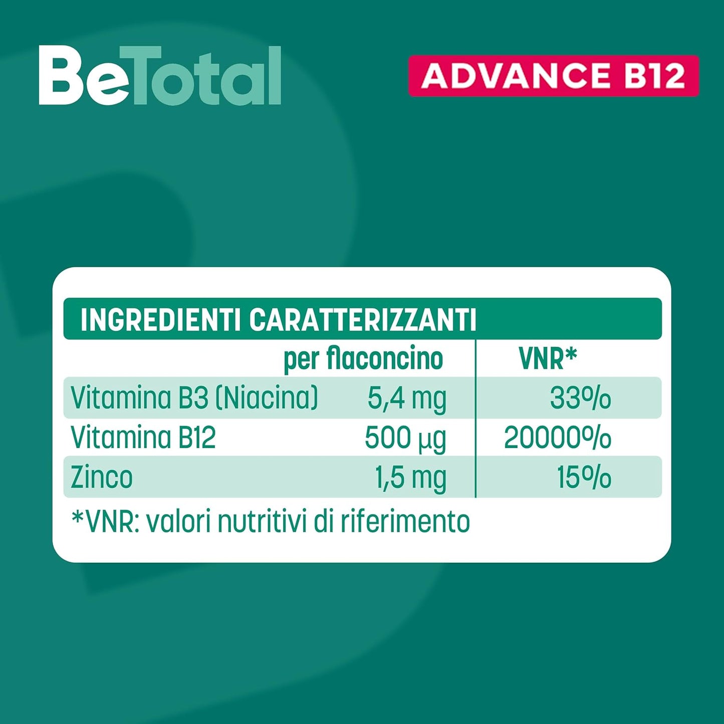 Be-Total Advance B12 Integratore Alimentare Con Vitamina B12, per fornire un sostegno in caso di stanchezza fisica e mentale dopo i 50 anni, Adulti 50+ Anni, 3 x 15 Flaconcini