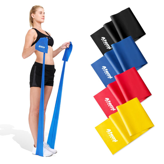 Banda Elastica [Singola o Set di 4 Fasce] | 1,2m/2m Elastici Fitness per Fisioterapia ed Esercizio | Bande di Resistenza | Bande Elastiche per Yoga e Pilates