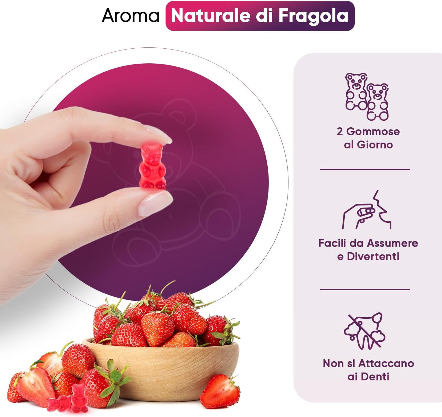 Multivitaminico Completo, 13 Vitamine e Minerali, 120 Caramelle Gommose alla Fragola 2 Mesi, Multivitaminico, Orsetti Gommosi, Vitamine, Vitamina C, Vitamina D3, Vitamine B, Vitamina E, Zinco, Iodio