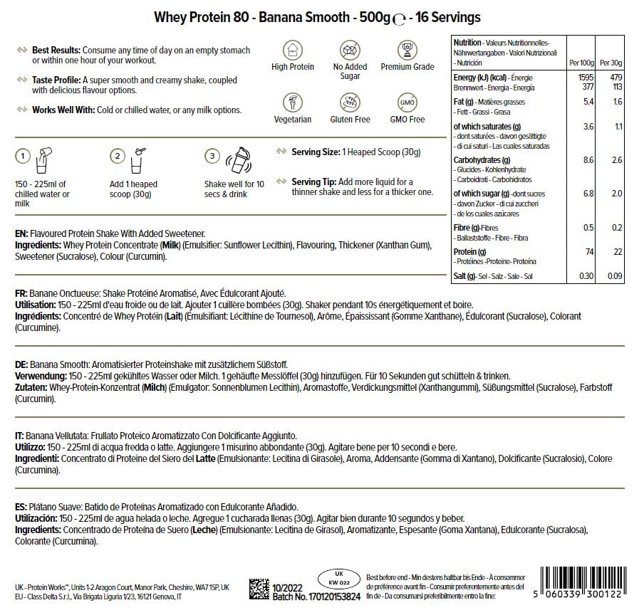 THE PROTEIN WORKS Proteine Whey 80 (Concentrate) In Polvere | 82% Di Proteine | Frullato Proteico Povero Di Zuccheri | Caramello Salato Intenso | 500g