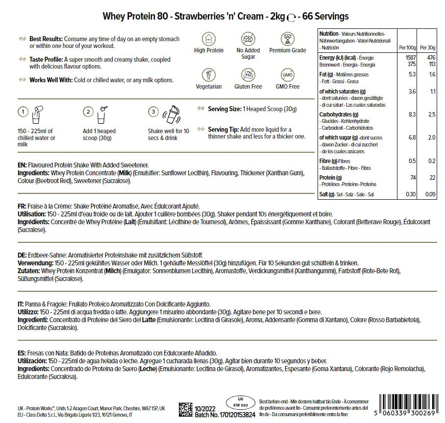 THE PROTEIN WORKS Proteine Whey 80 (Concentrate) In Polvere | 82% Di Proteine | Frullato Proteico Povero Di Zuccheri | Caramello Salato Intenso | 500g