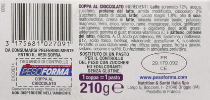 PESOFORMA - EXTRA PROTEIN - Coppa gusto cioccolato - Pasto sotitutivo proteico per il controllo del peso - 13g di proteine per pasto - Con vitamina D, vitamina C, vitamina E, magnesio - 210g