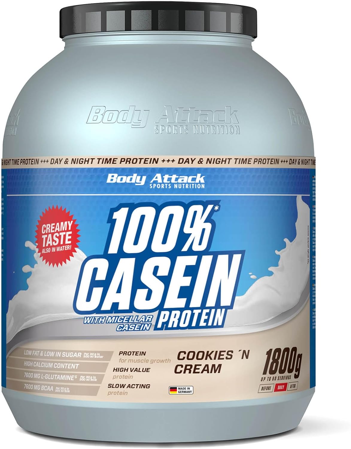 Body Attack Cookies and Cream 1800g Casein Protein by Body Attack