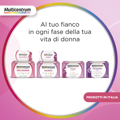 Multicentrum Mamma DHA, Integratore Multivitaminico specifico per la donna in gravidanza, con Acido Folico, Ferro, Vitamina C, D, B12, DHA, 30 Compresse + 30 capsule molli