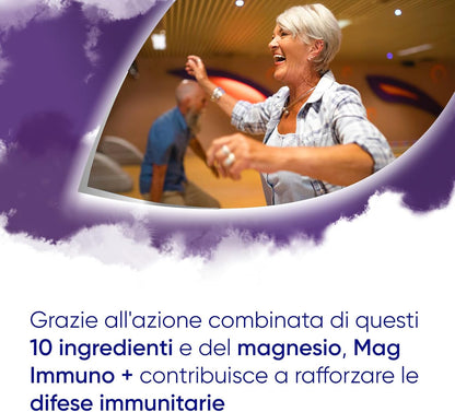 Mag Immuno+ Difese Immunitarie, Integratore Alimentare con Vitamine e Minerali per Supportare le Difese Immunitarie, con Magnesio Contro Stanchezza e Affaticamento, 30 Compresse