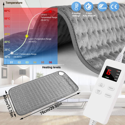 ZWOOS Cuscino Riscaldante 76x40cm, Cuscino Termico con Spegnimento Automatico, Tecnologia di Riscaldamento Veloce Elettrico | Pads Termici Elettrici Sicuri per Collo Schiena Spalle