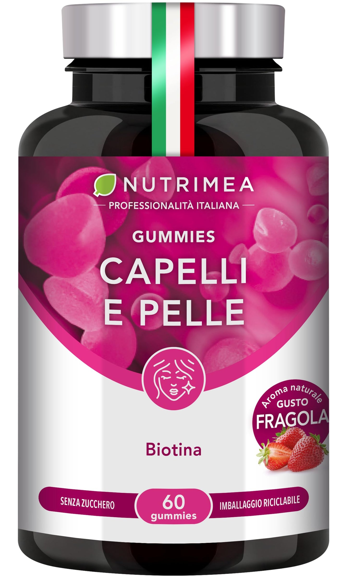 Biotina Nutrimea | Capelli, Unghie e Pelle | Vitamina B8, Zinco, Selenio e Semi di Zucca | Trattamento 4 Mesi | 120 Capsule Vegane