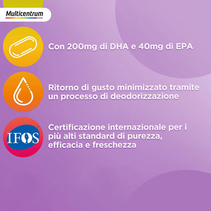 Multicentrum Neo Mamma DHA, Integratore Multivitaminico specifico per la donna dopo la gravidanza e durante l'allattamento, ricco di Acido Folico, Vitamina d, b12 e biotina, 30cpr +30 capsule molli