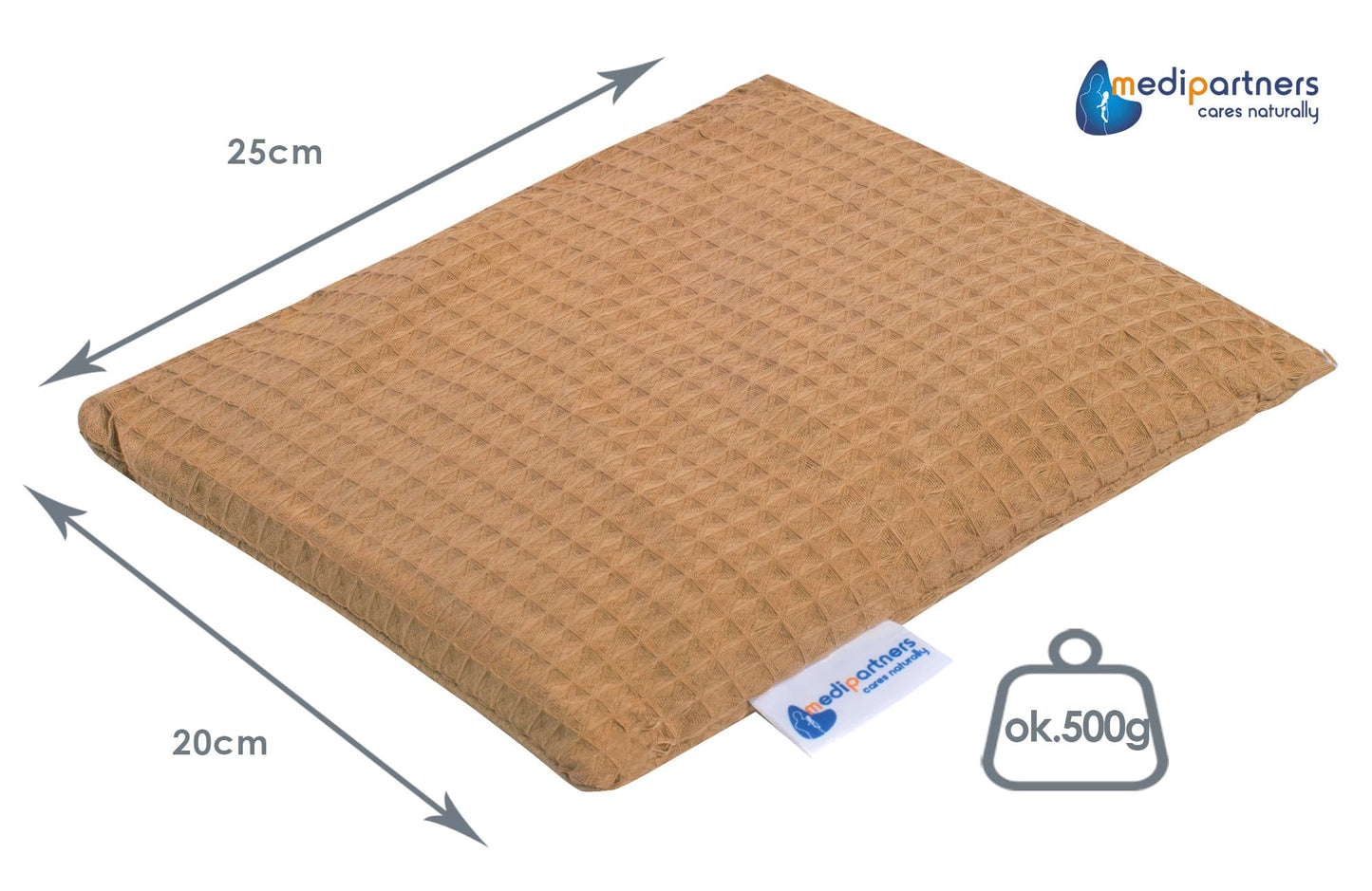 Medi Partners Cuscino termico con noccioli di ciliegia grande 500g rettangolare 20x25cm 100% cotone per terapia del freddo e del calore