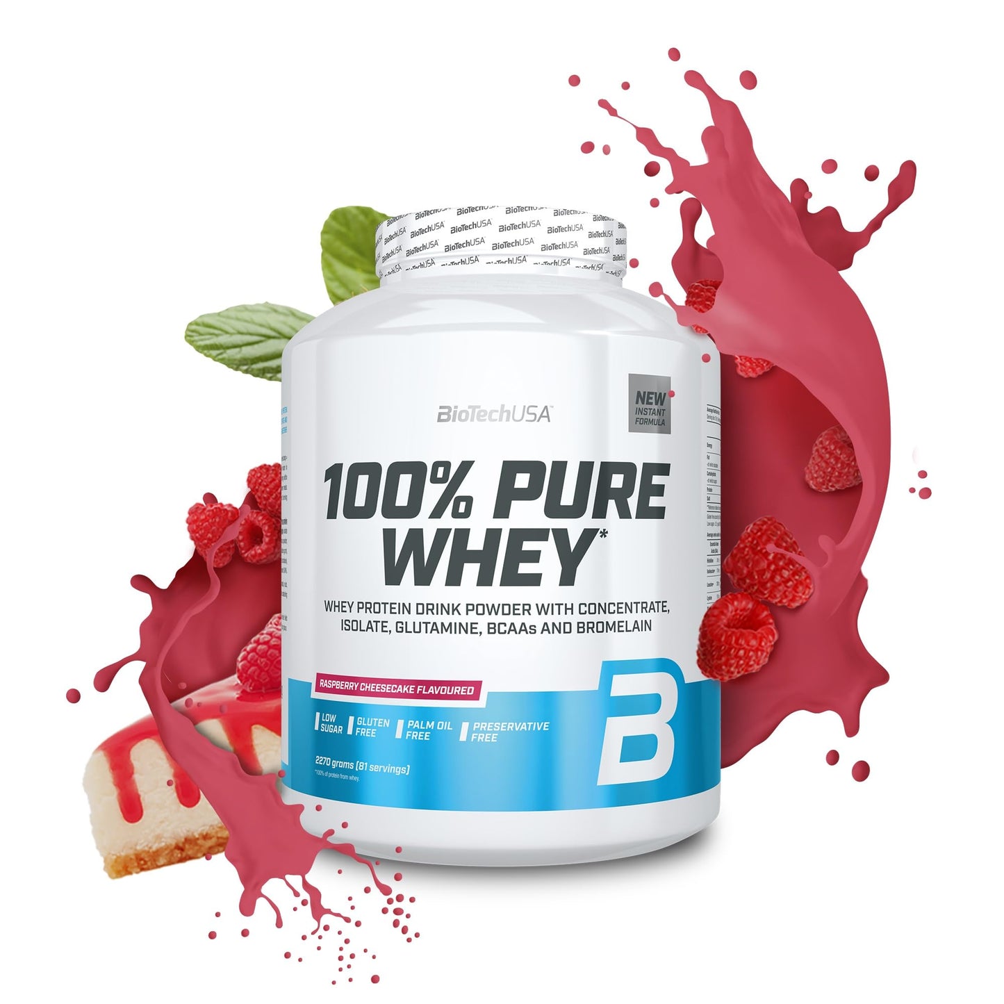 BioTechUSA 100% Pure Whey Complesso proteico del siero di latte con bromelina, aminoacidi, senza zuccheri aggiunti, senza olio di palma e con edulcorante, 1 kg, Cioccolato