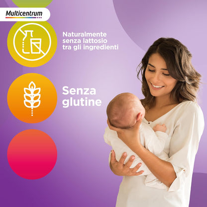 Multicentrum Neo Mamma DHA, Integratore Multivitaminico specifico per la donna dopo la gravidanza e durante l'allattamento, ricco di Acido Folico, Vitamina d, b12 e biotina, 30cpr +30 capsule molli