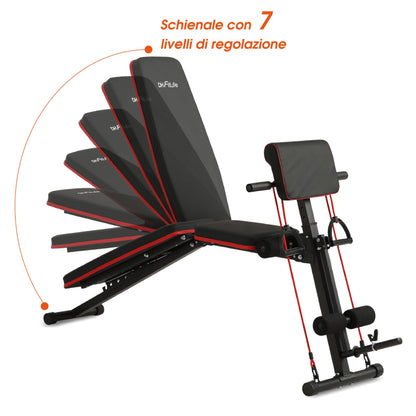 DH FitLife Panca Pesi pieghevole regolabile, panca inclinabile e panca piana, allenamento lombare e addominali, Panca da allenamento multifunzionale per fitness e allenamento della forza